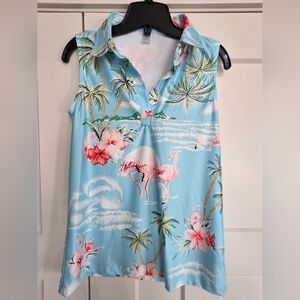 Amazon Women's Tropical Blue Sleeveless Top